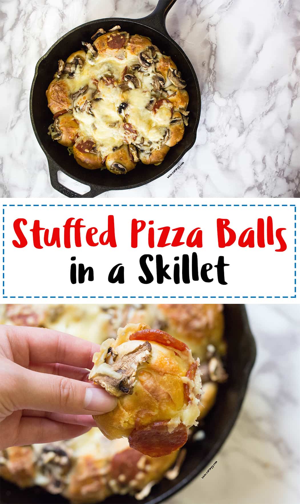 stuffed pizza balls/pull apart bread in a skillet (with video)