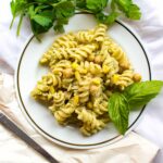 Need a last minute idea for a potluck? Try this chickpea pesto pasta! Super easy to make in under an hour.