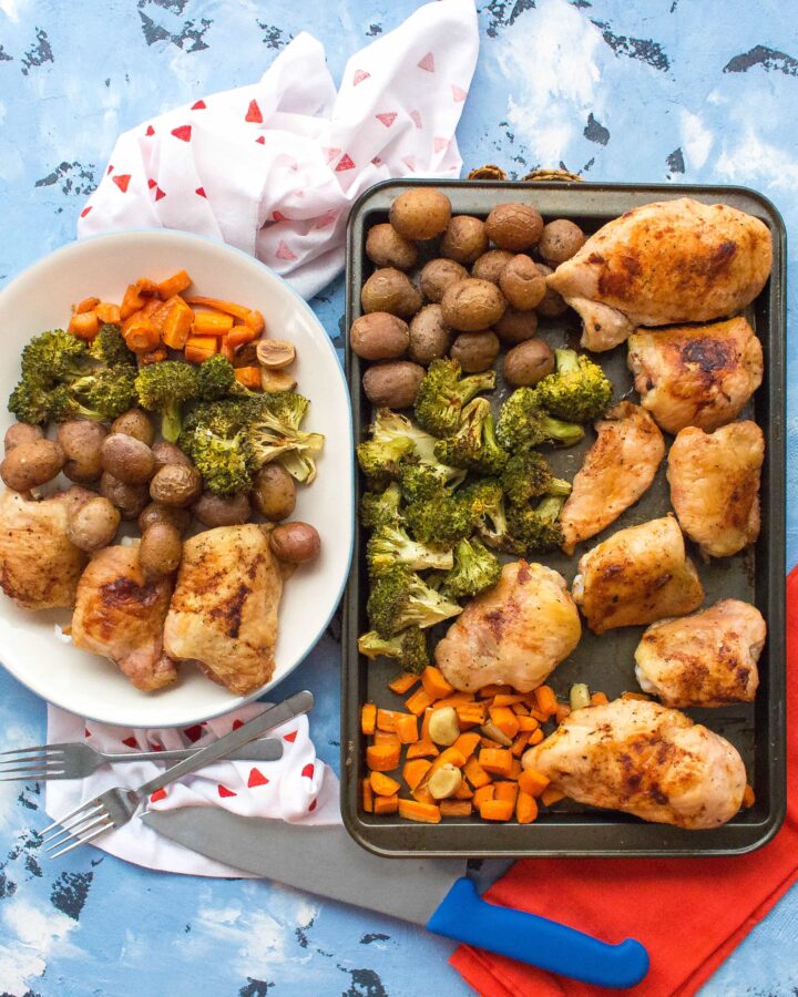 One Sheet Chicken Potatoes and Vegetables