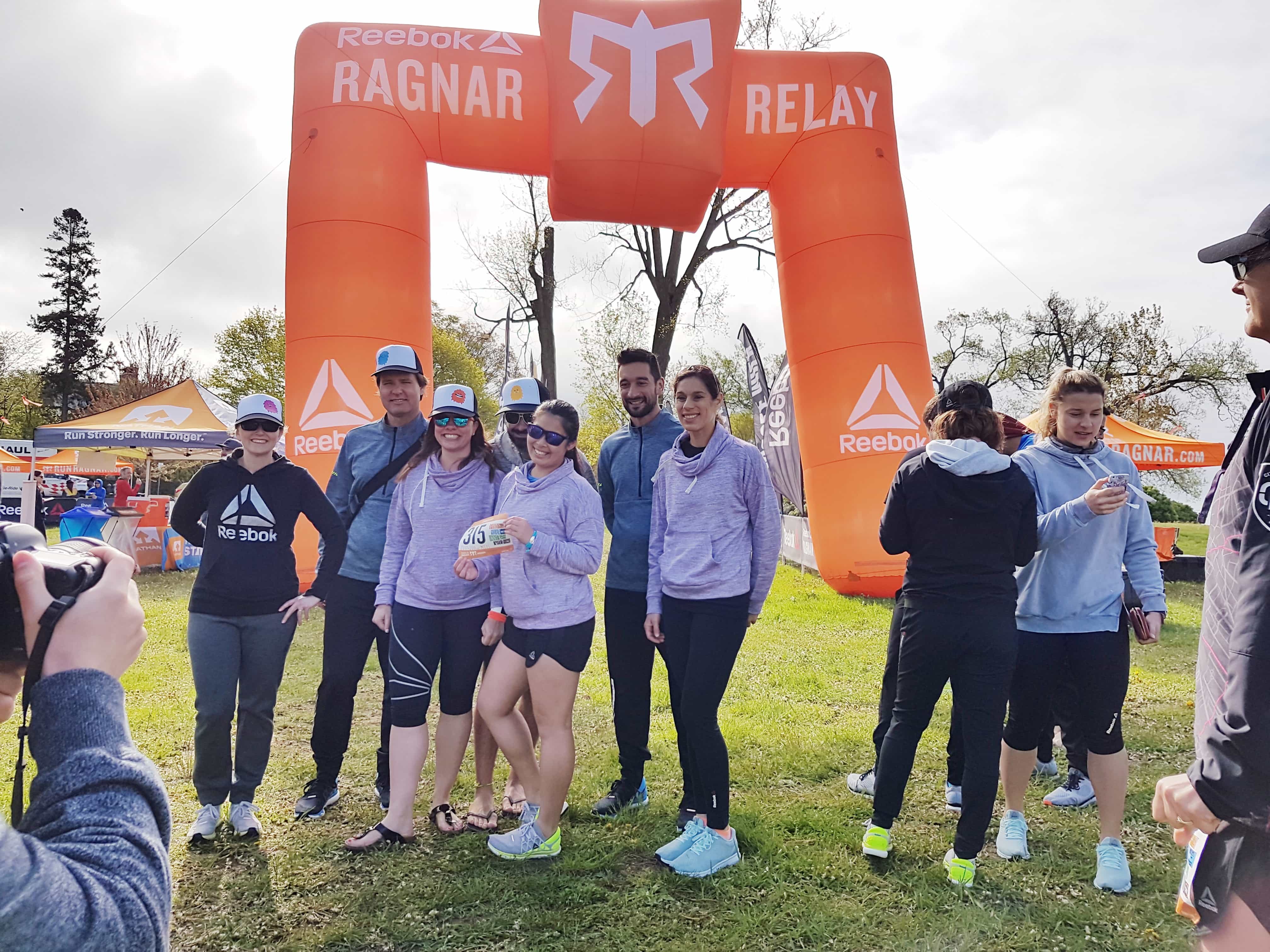Ragnar Relay Niagara team group photo start line. Ragnar Relay Photos