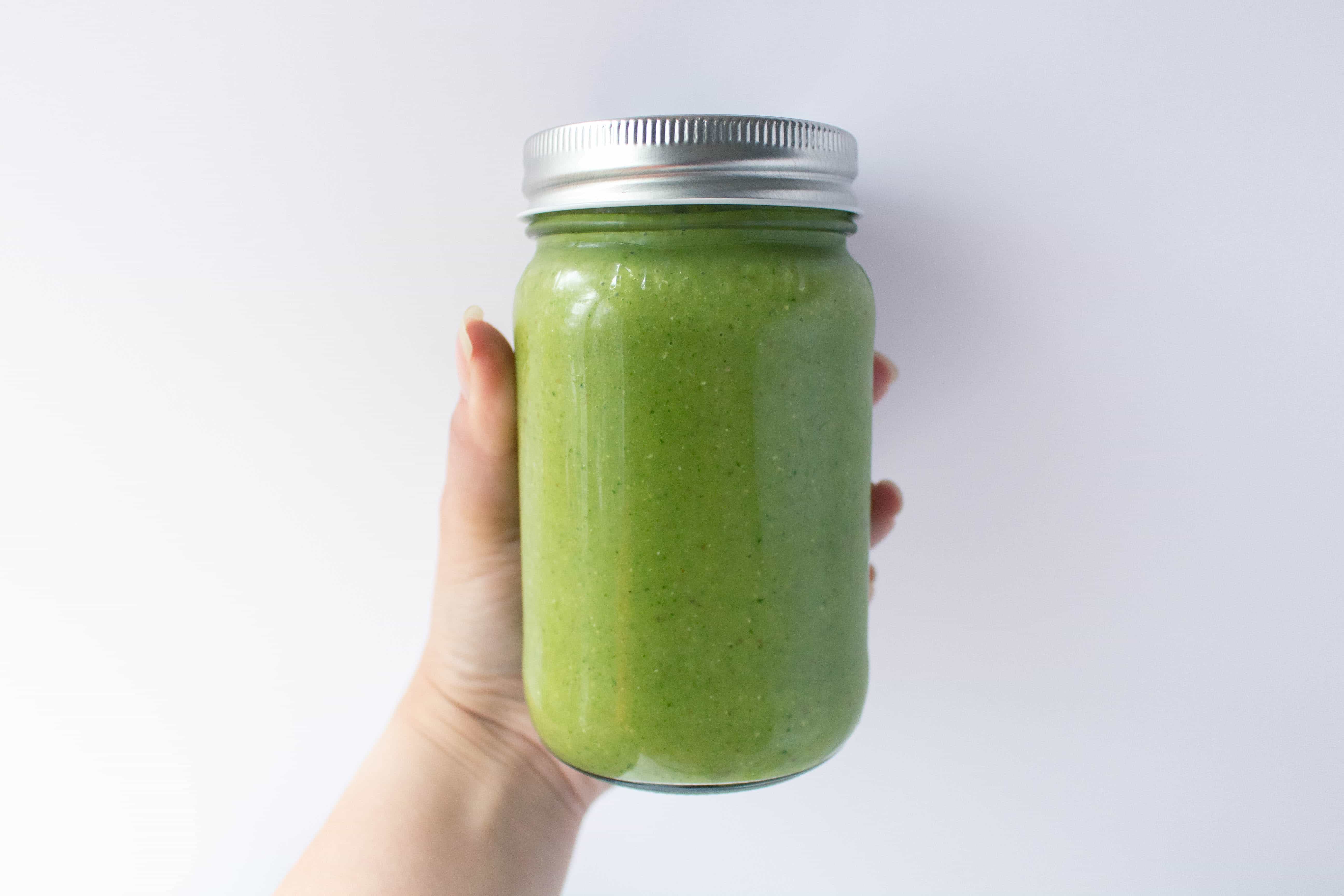 A quick and easy post-workout green mango recovery smoothie! 