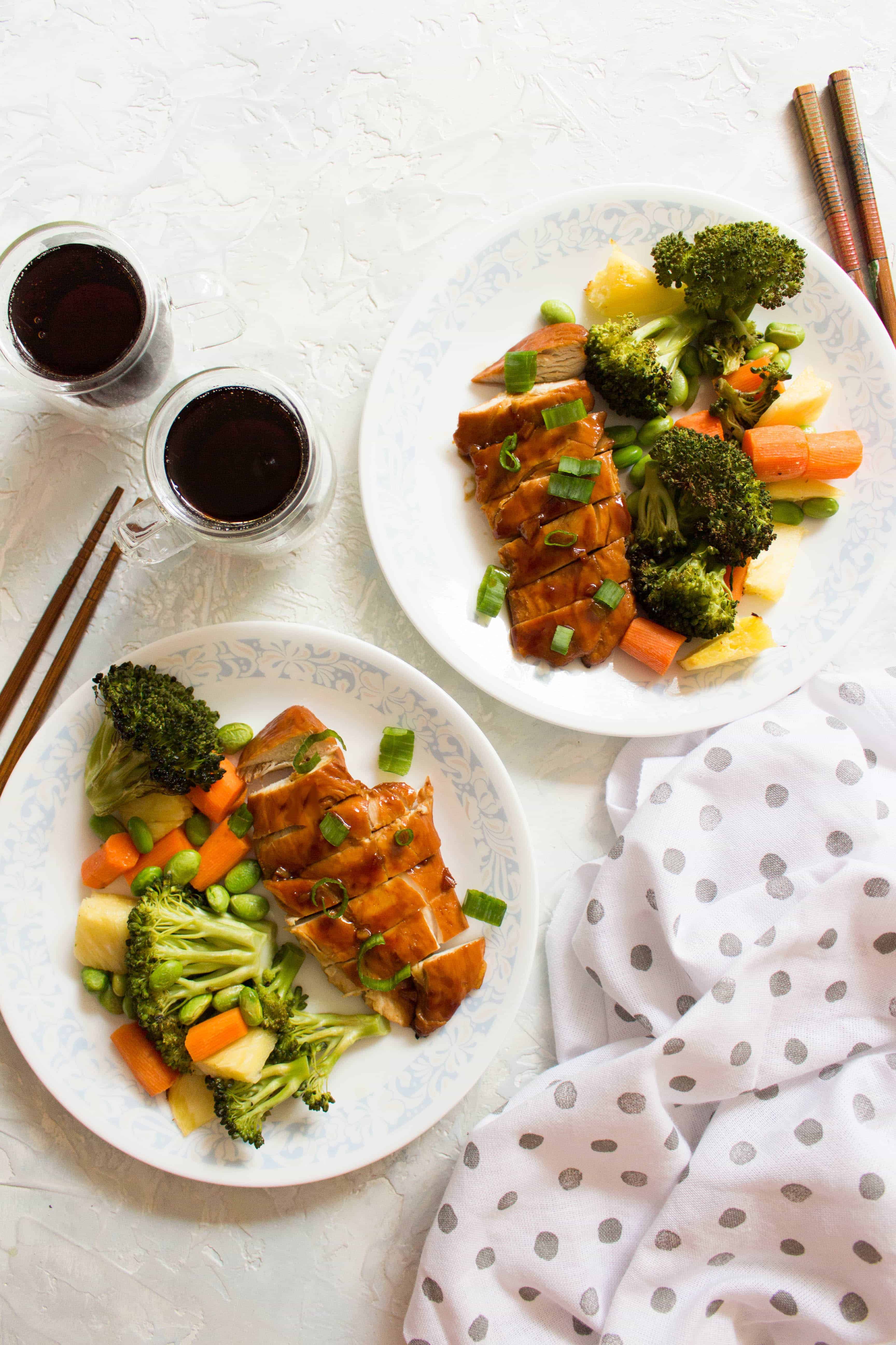 This Sheet Pan Chicken Teriyaki with Veggies and Pineapple Meal Prep (no sesame) is the healthier homemade version of the popular chicken teriyaki takeout! A pan of juicy chicken with a sweet and tangy sauce alongside roasted vegetables and pineapple!
