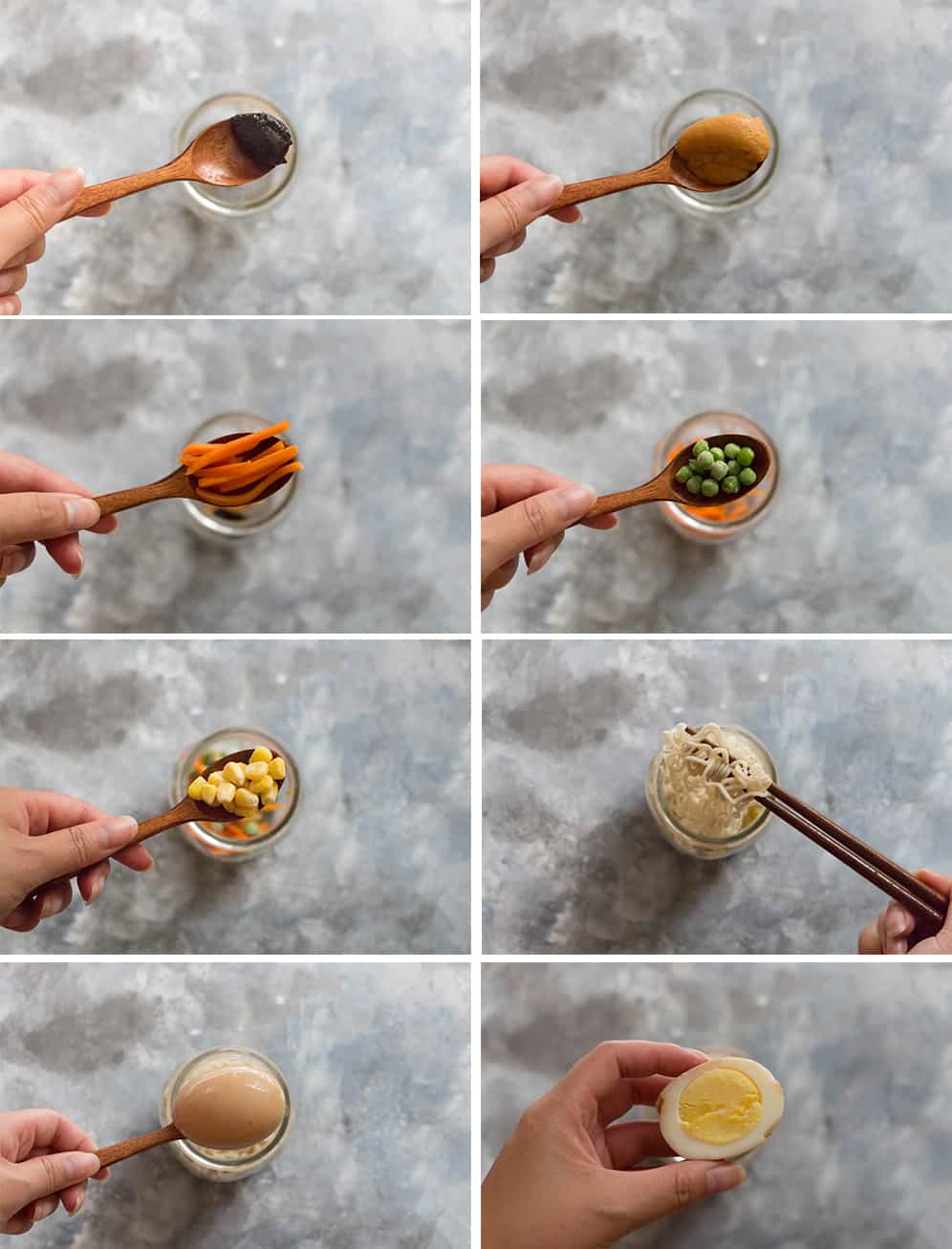 Step by Step on how to build a take to work mason jar ramen. 