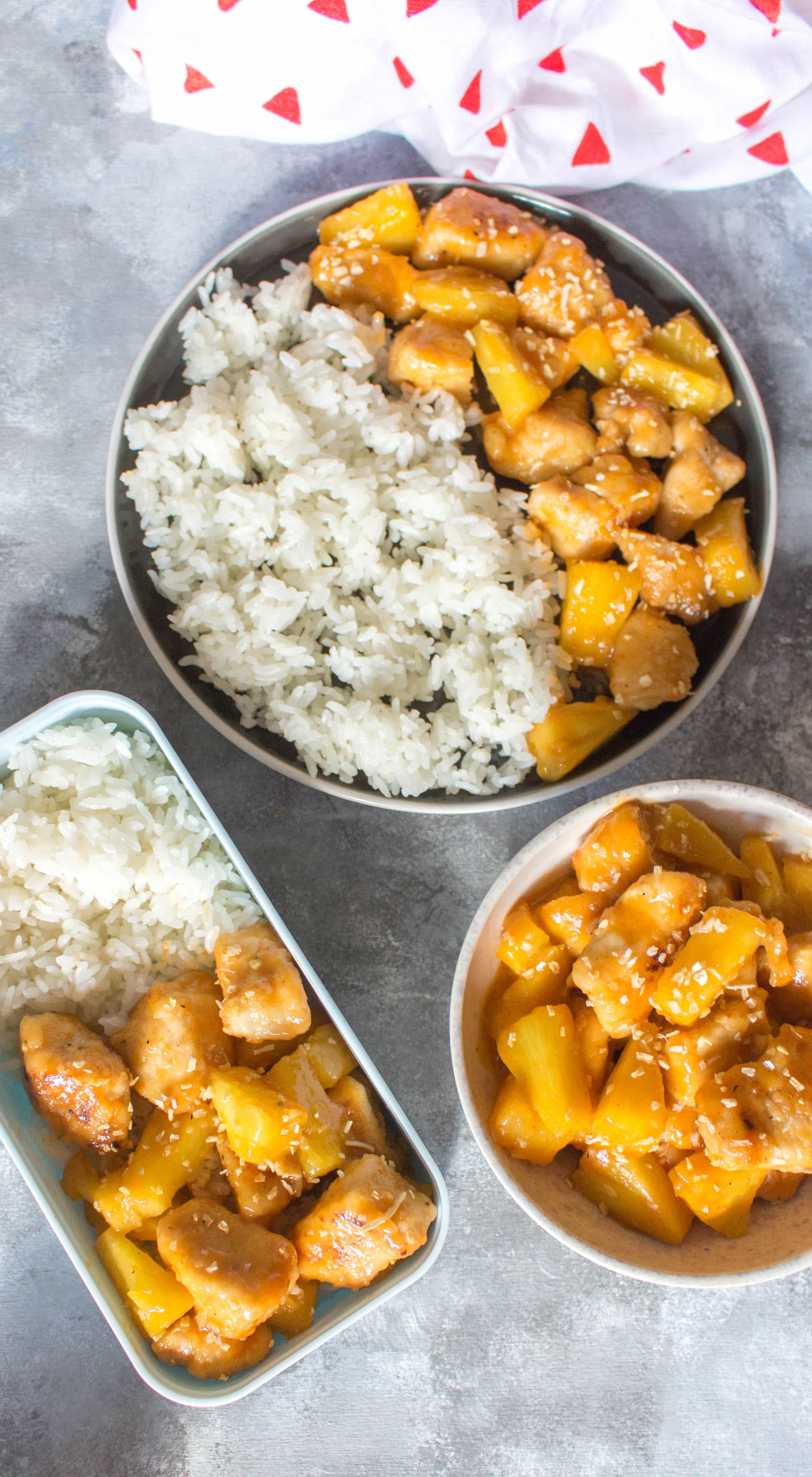 This one pan spicy pineapple chicken is an easy chicken meal prep. This spicy chicken meal prep will have you craving more! It's made in one pan, healthy, sweet, and spicy plus it's is way better than takeout! 