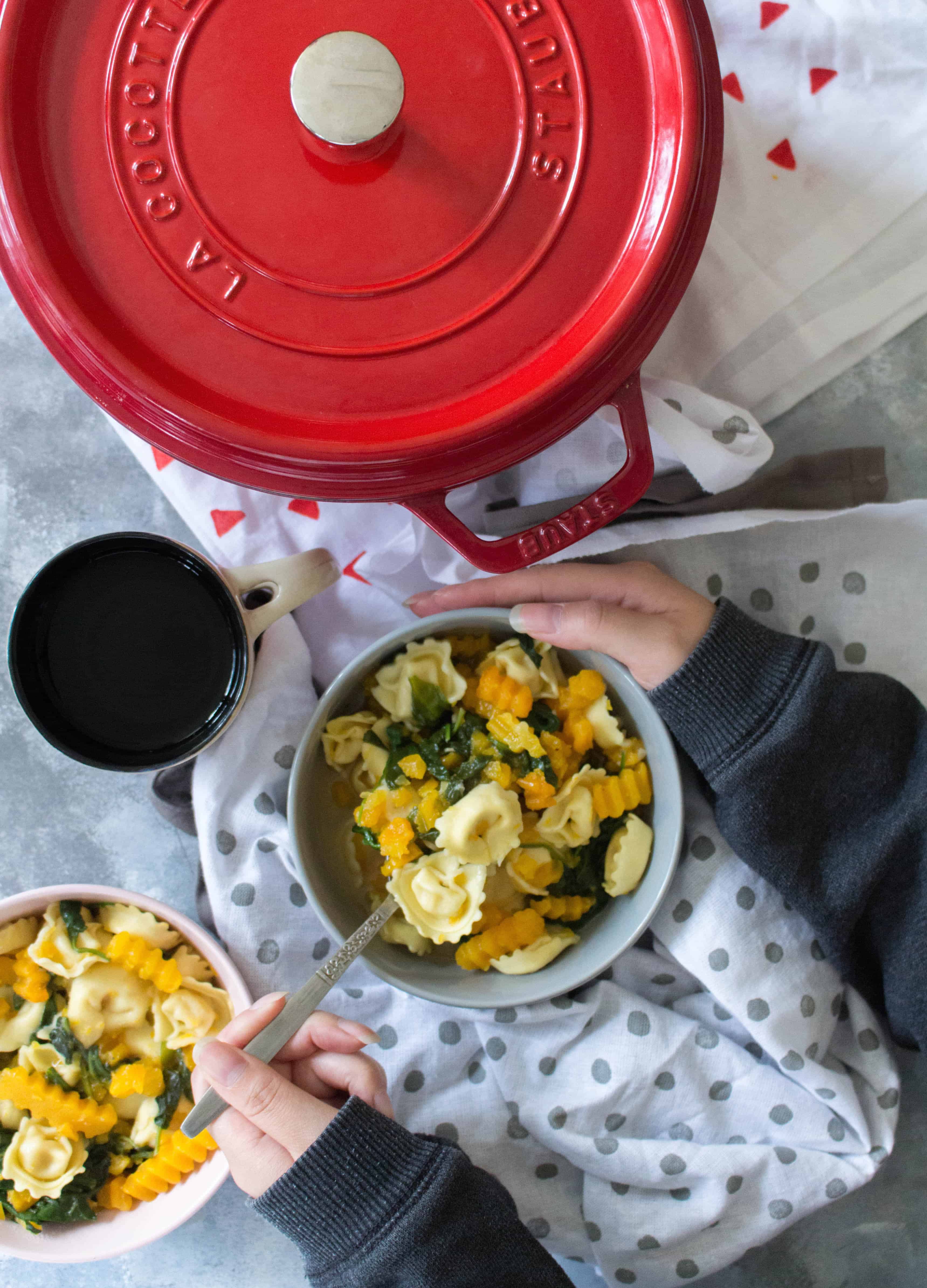 One Pot Cheese Tortellini with Butternut Squash and Spinach