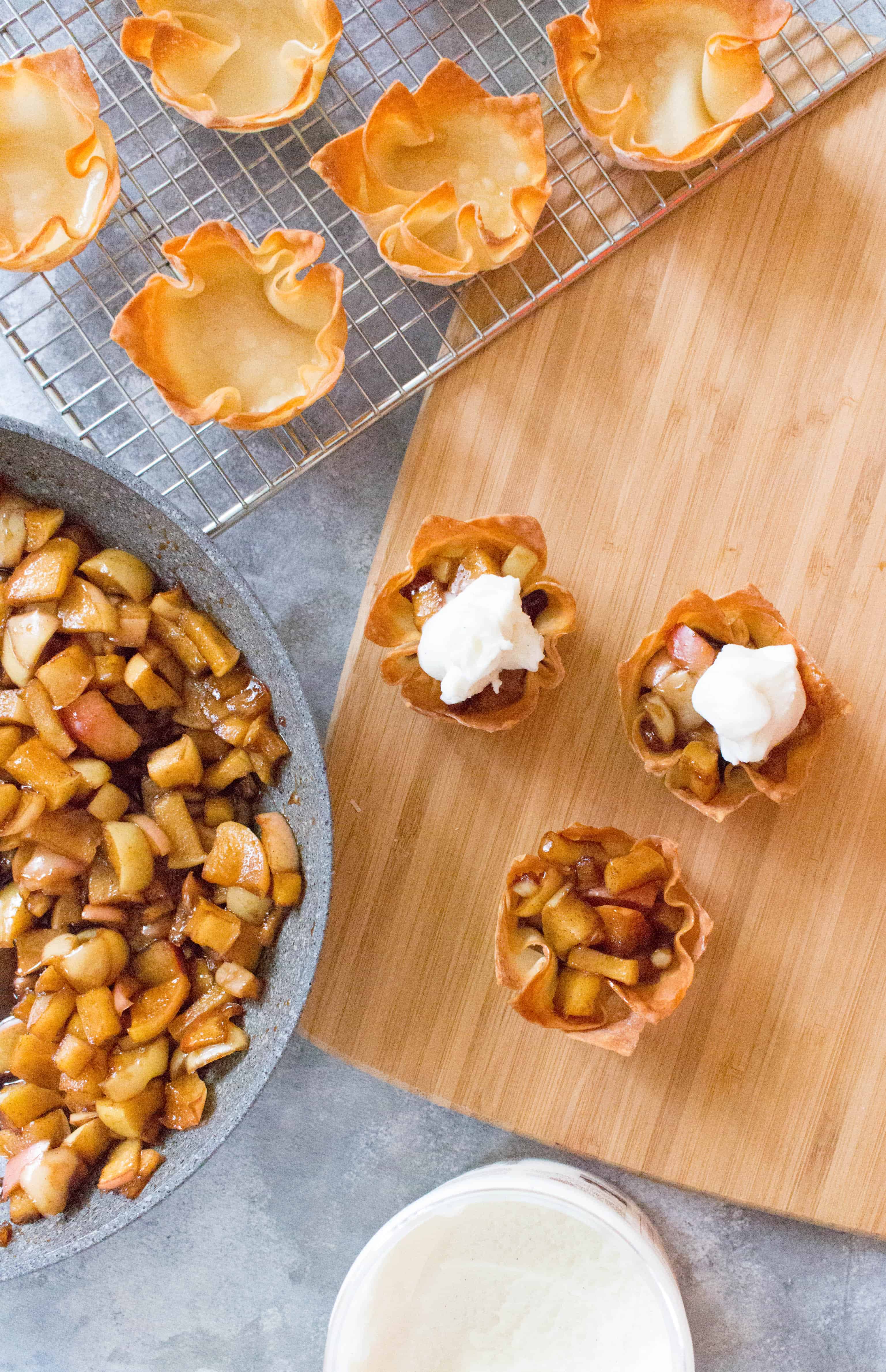 Take a fun new twist on your traditional apple pie with this wonton apple pie. Plus, individual servings means less time spent cutting and more time eating!