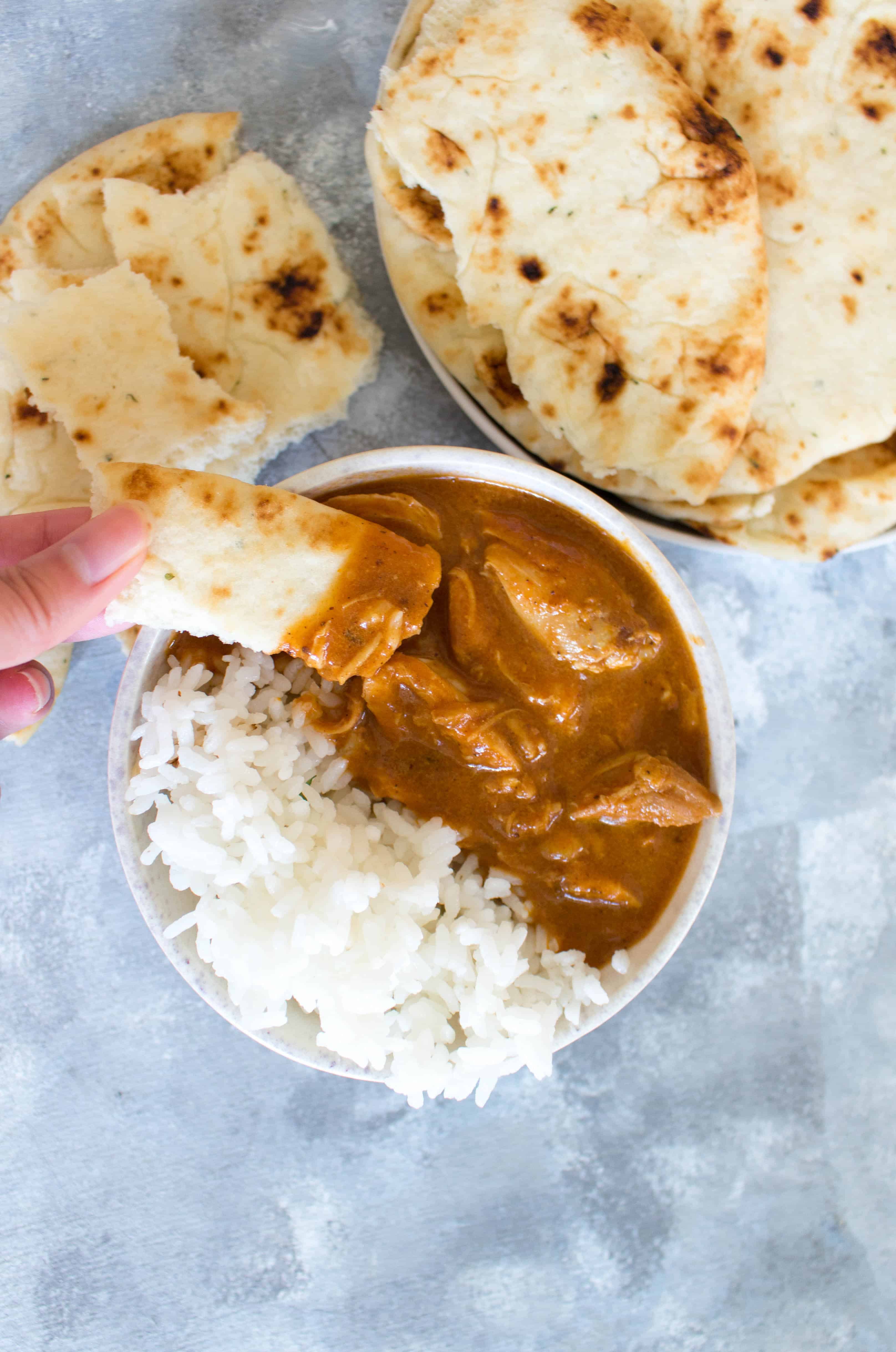This Healthy Instant Pot Butter Chicken Recipe is a lightened up version that takes less than 30 minutes to make and is still rich and creamy.