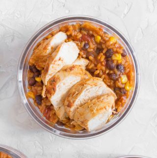 This Spicy Instant Pot Chicken and Rice Meal Prep is inspired by the chicken burrito bowls from Chipotle! It's so easy to make and takes less than 30 minutes to meal prep for four days!