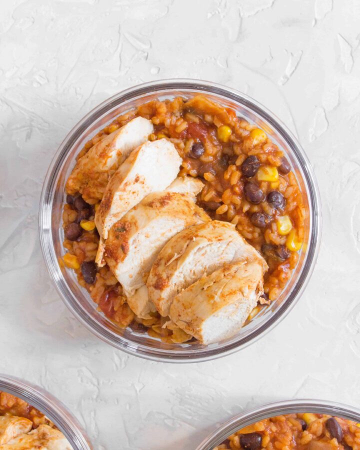This Spicy Instant Pot Chicken and Rice Meal Prep is inspired by the chicken burrito bowls from Chipotle! It's so easy to make and takes less than 30 minutes to meal prep for four days!