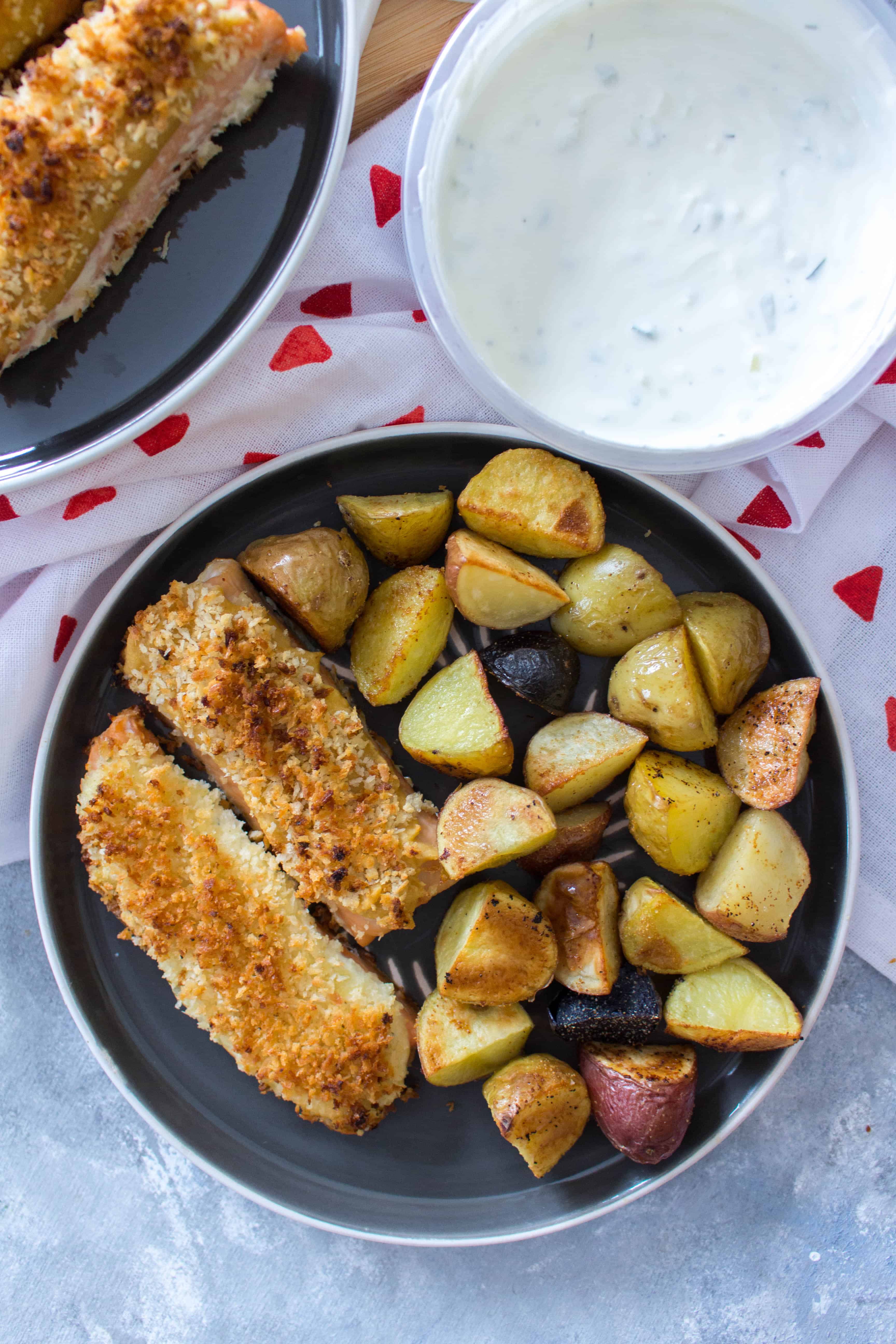 This delicious Tzatziki Crusted Salmon with Panko is baked to perfection! This Tzatziki Crusted Salmon is perfect for a healthy weeknight dinner and lunch meal prep with the leftovers.