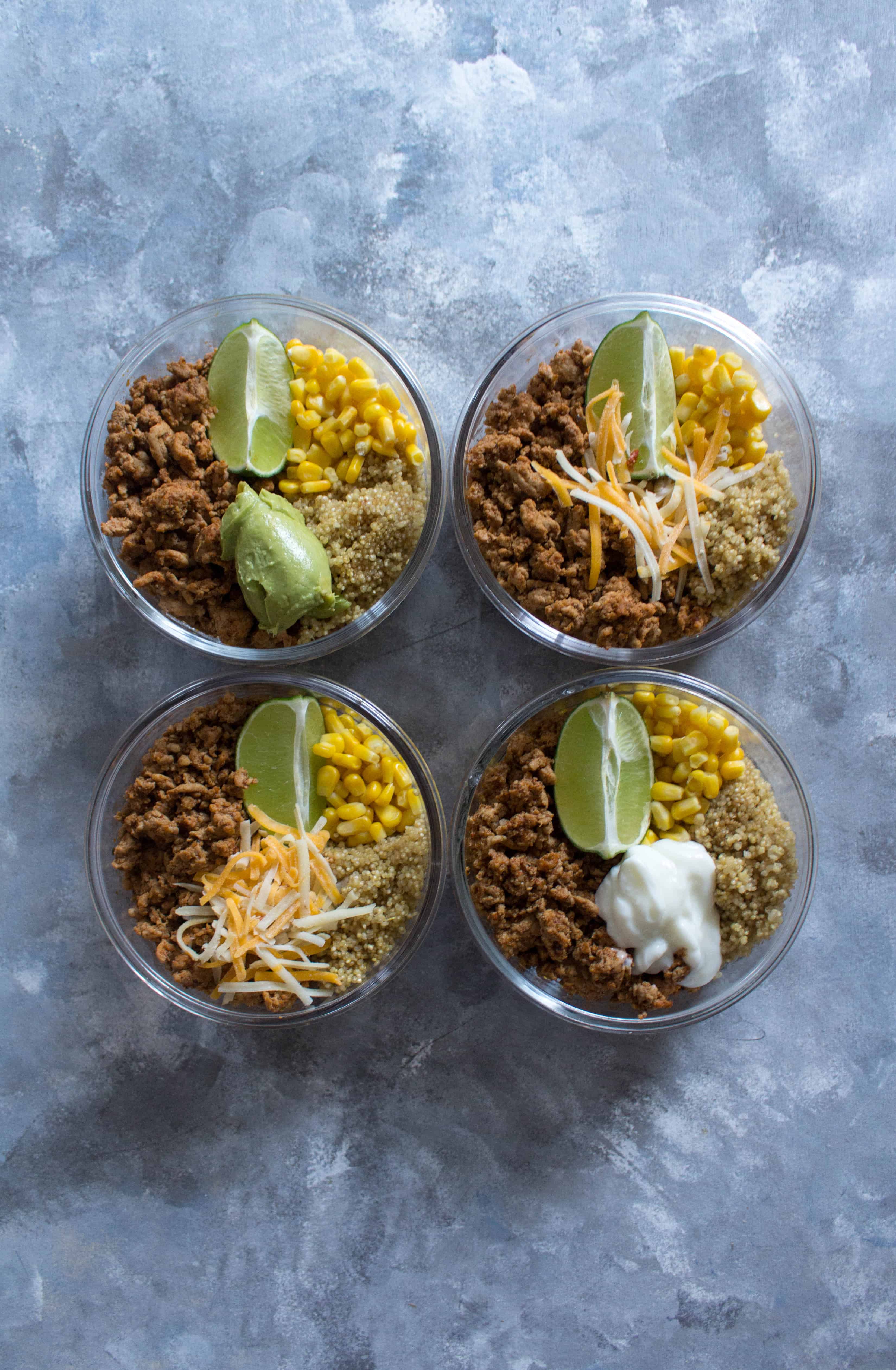 A healthier version of the popular taco bowls for lunch, this healthy turkey taco meal prep bowl will have you reaching for seconds! Made in under 30 minutes, it's simple but delicious!