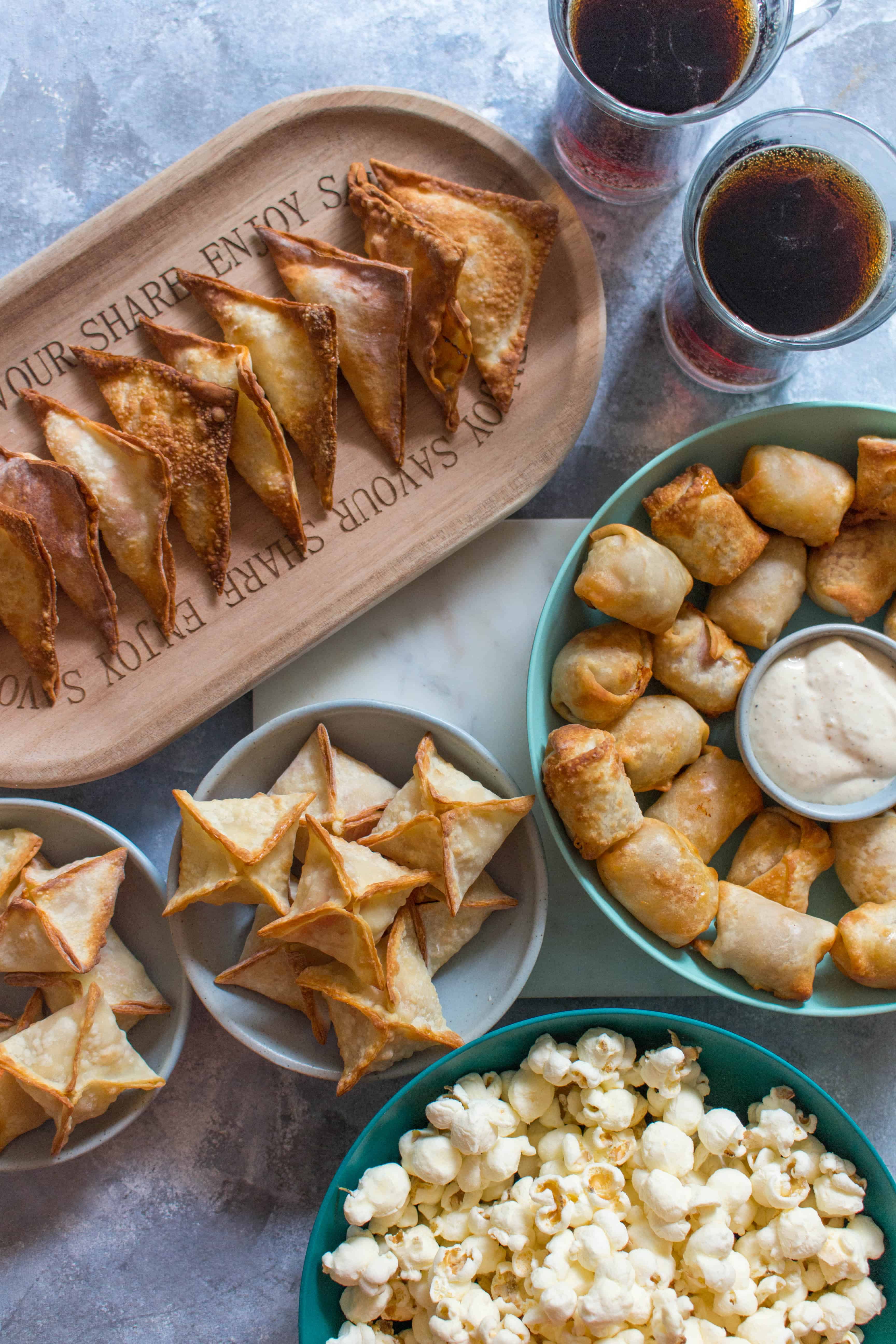 Do you often crave that crunch from deep fried foods while watching the game on TV? Want an healthier alternative that's not carrot sticks? Try these party snacks: wontons 3 ways with an Air Fryer! The perfect little bites!