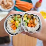 This AirFryer Shrimp Tempura Sushi Burrito is the perfect lunch meal prep! Easy to grab and go, heat not required, and healthy, this sushi burrito will be your go-to lunch!
