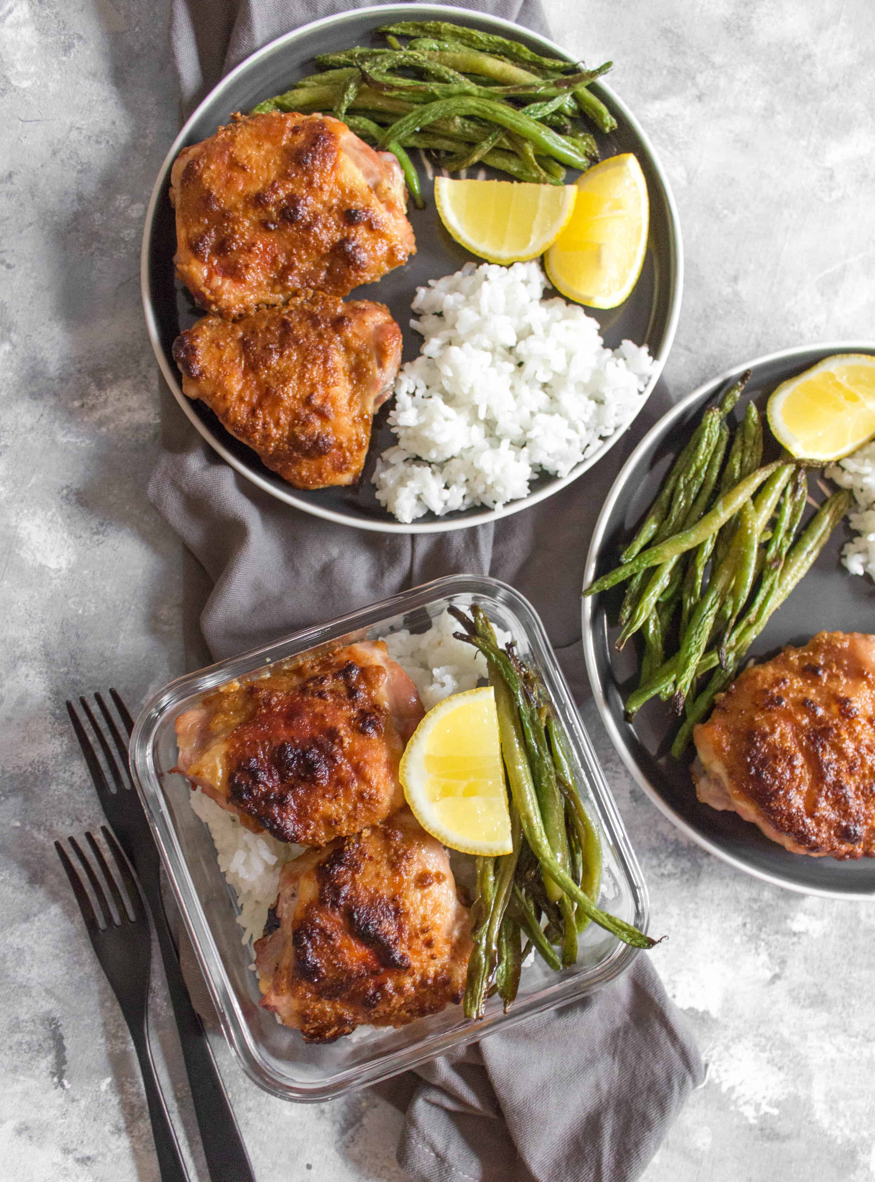 Juicy, tender, and delicious, these Chicken Thighs in Peanut Sauce with Green Beans are made in one pan and is the perfect weeknight dinner or meal prep for the week!