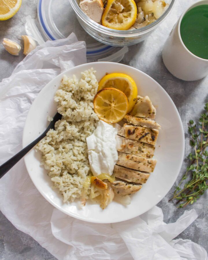 This Greek Chicken Meal Prep is so easy to make and is packed full of flavour thanks to the marinade. Plus, thanks to the yogurt in the marinade, the meat is extremely tender.