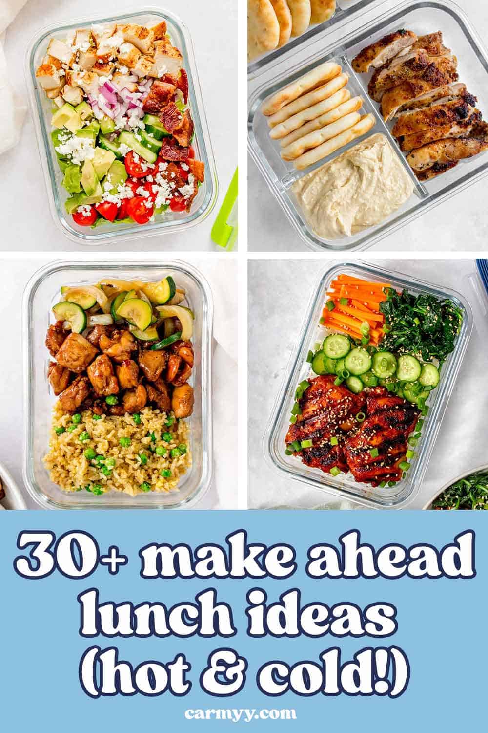 Round up image with four meal preps.
