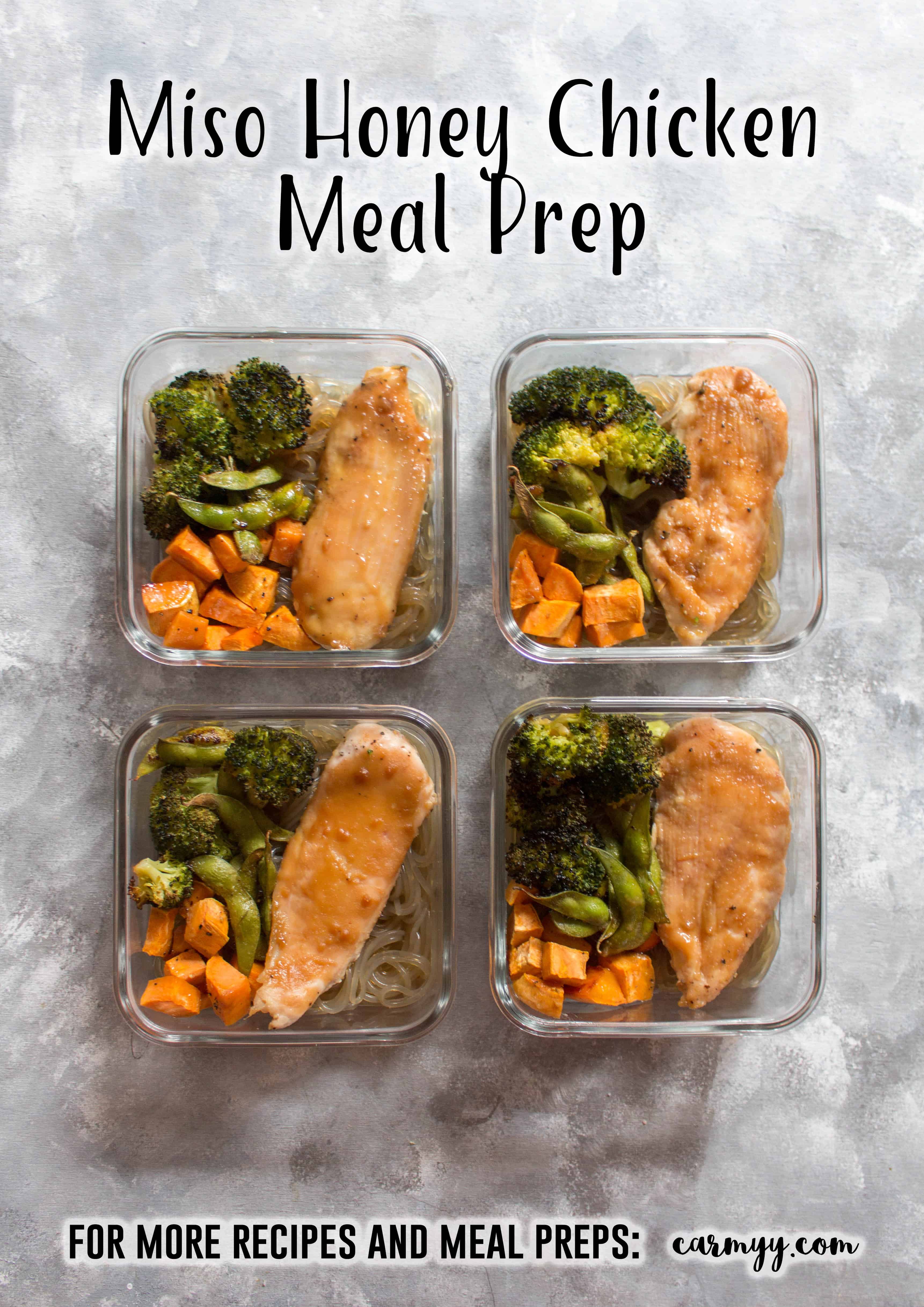 This Miso Honey Chicken Meal Prep is an easy and delicious sheet pan meal prep that takes less than 40 minutes to put together and bake!