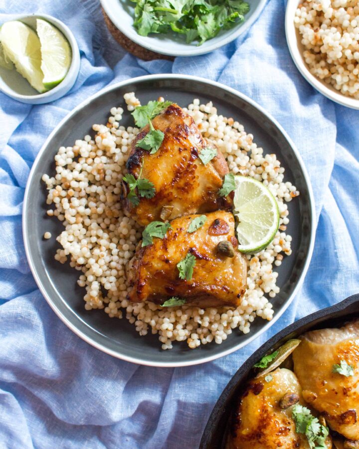 Made in one pan and ready in 30 minutes, this Honey Lime Garlic Chicken with Pistachios is the perfect easy chicken dinner! Packed with flavour, this Honey Lime Garlic Chicken is just delightful! 