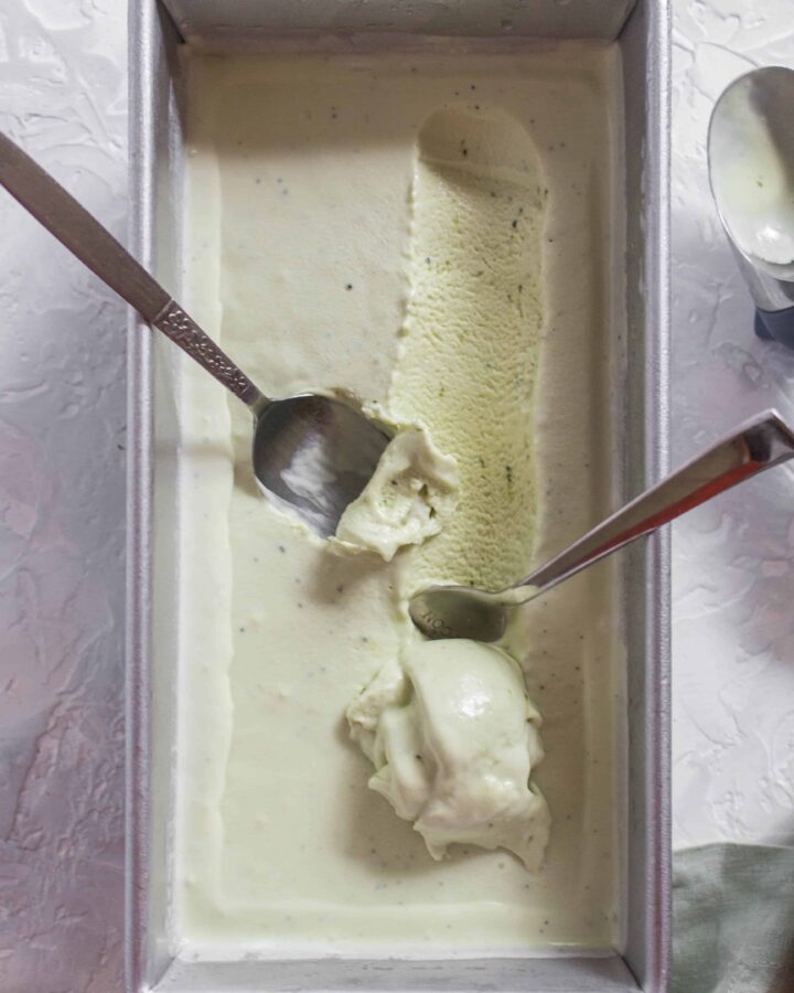 Treat your friends and family to some delicious homemade Honey Matcha Ice Cream that doesn't require an ice cream maker to make!