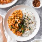 Looking for something to warm you inside and out made with a budget friendly superfood? Try this Spicy Peanut Chickpea Curry, it packs a punch!