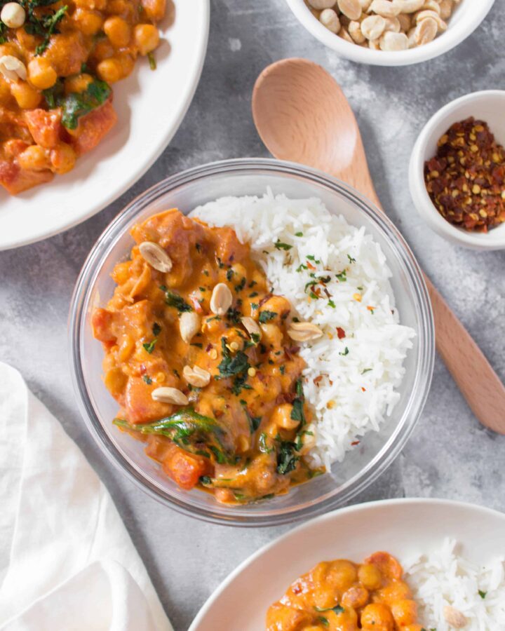 Looking for something to warm you inside and out made with a budget friendly superfood? Try this Spicy Peanut Chickpea Curry, it packs a punch!