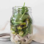 Delicious, simple, and healthy, this Healthy Chicken Mason Jar Salad is the perfect meal prep!
