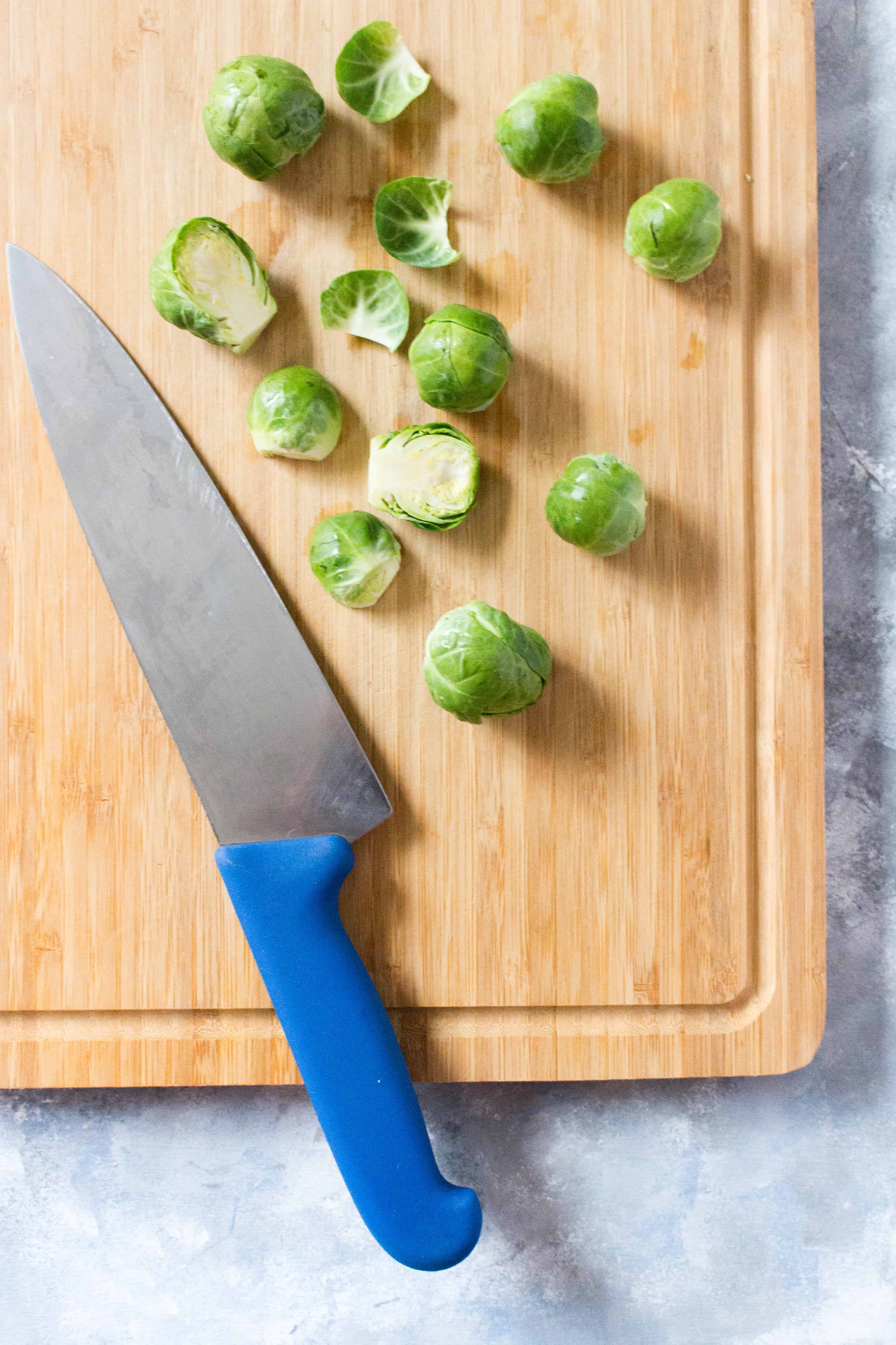 preparing brussels sprouts