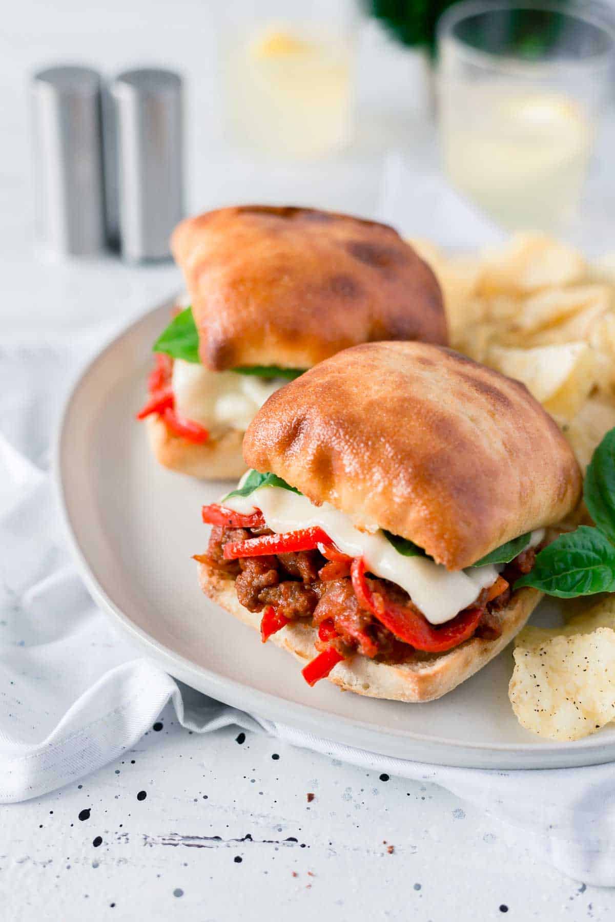 These Sausage and Peppers Sloppy Joes are some serious comfort food! They’re super easy to make, all you’ll need is just 25 minutes!