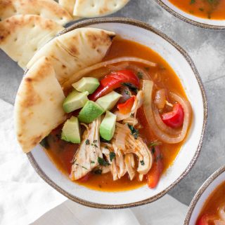 This Salsa Chicken Soup is the perfect soup for a cold day. Great as either a meal prep for lunch or an easy weeknight dinner, this Salsa Chicken Soup is also freezer friendly!