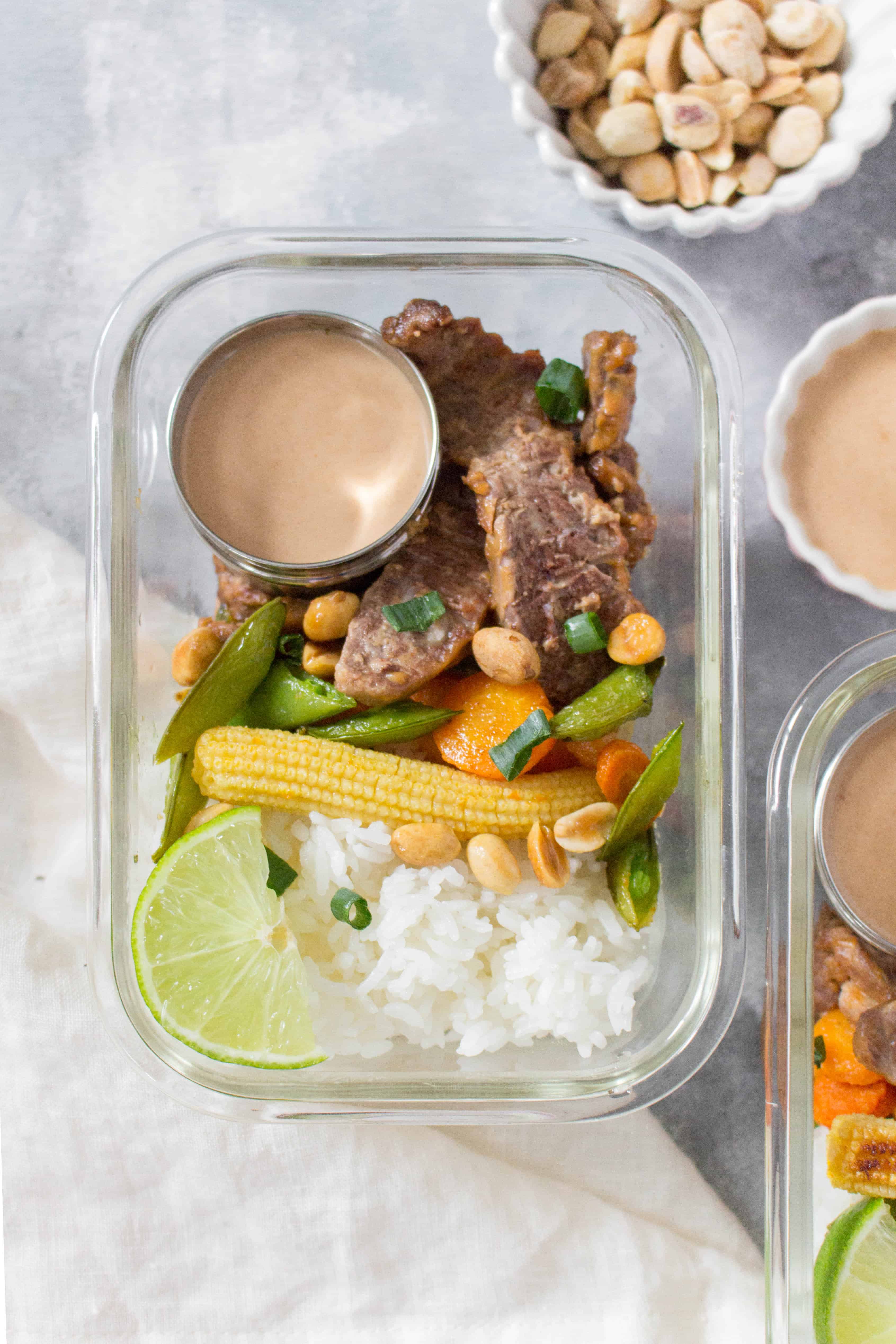 Skip the take-out tonight and try this super easy Beef Satay at home instead! Perfect as a meal prep or as a weeknight dinner.