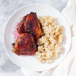 Juicy, sweet, and bursting with flavour, this Pomegranate Glazed Chicken Thighs makes for a perfect dinner or as a meal prep.