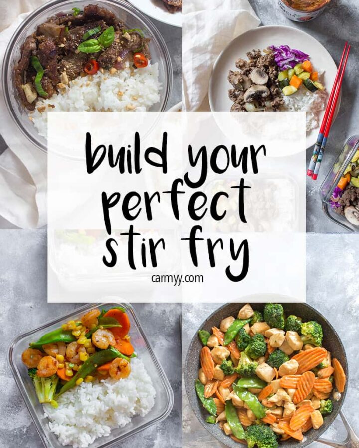 A stir fry is the easiest way to whip up a quick and healthy meal, whether it be as a last minute dinner or as a meal prep! It's versatile, easy to build on, and uses a lot of pantry/kitchen staples. Check out this guide to help you master the stir fry!