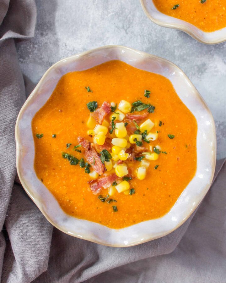 This smoky roasted corn and tomato soup is packed full of multiple layers of flavours. You're never going to want to go back to canned tomato soup after trying this delicious smoky homemade version.