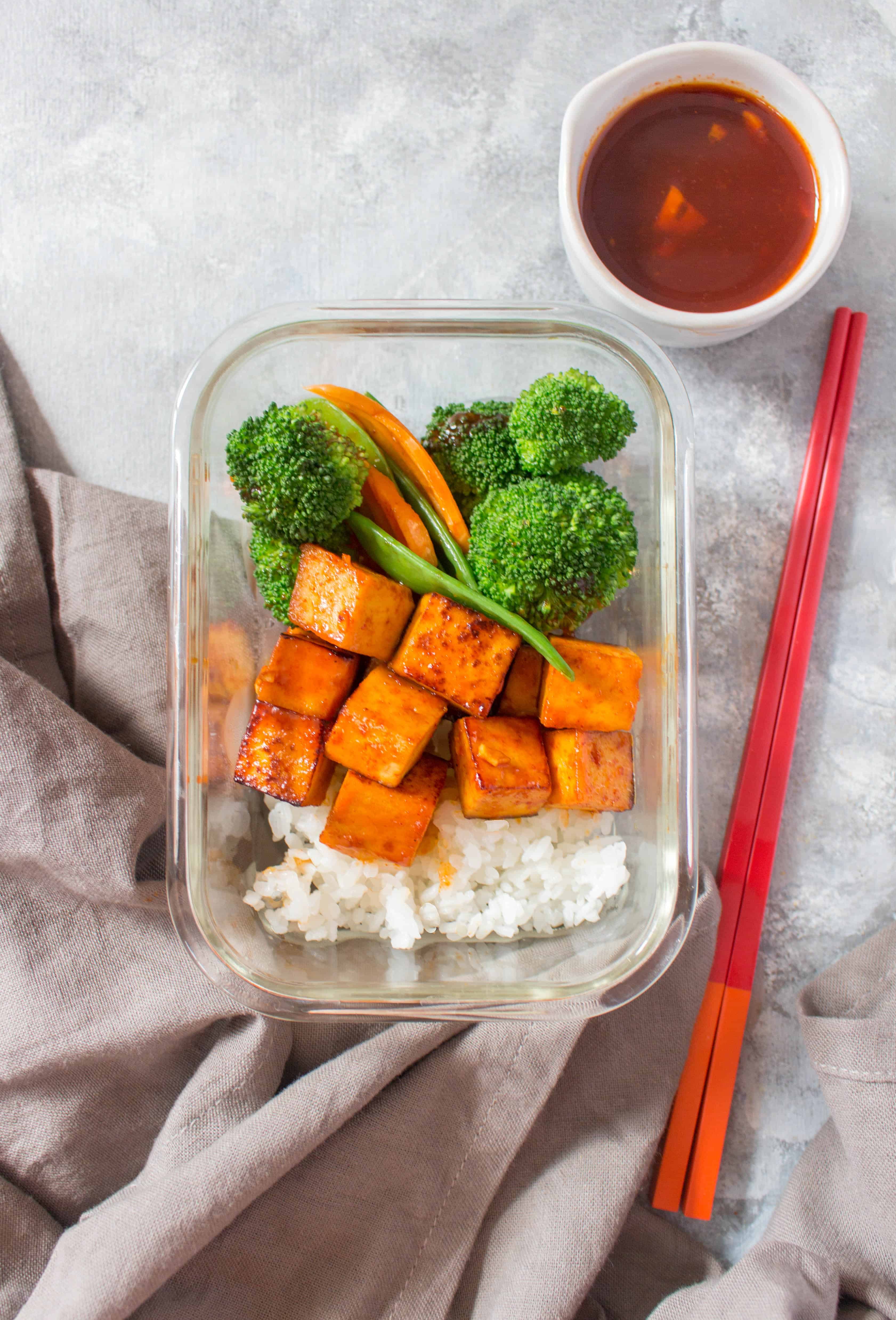 This Korean Spicy Tofu Meal Prep is going knock your socks off. A perfect balance of heat and sweet, you won't even notice this meal prep is tofu!