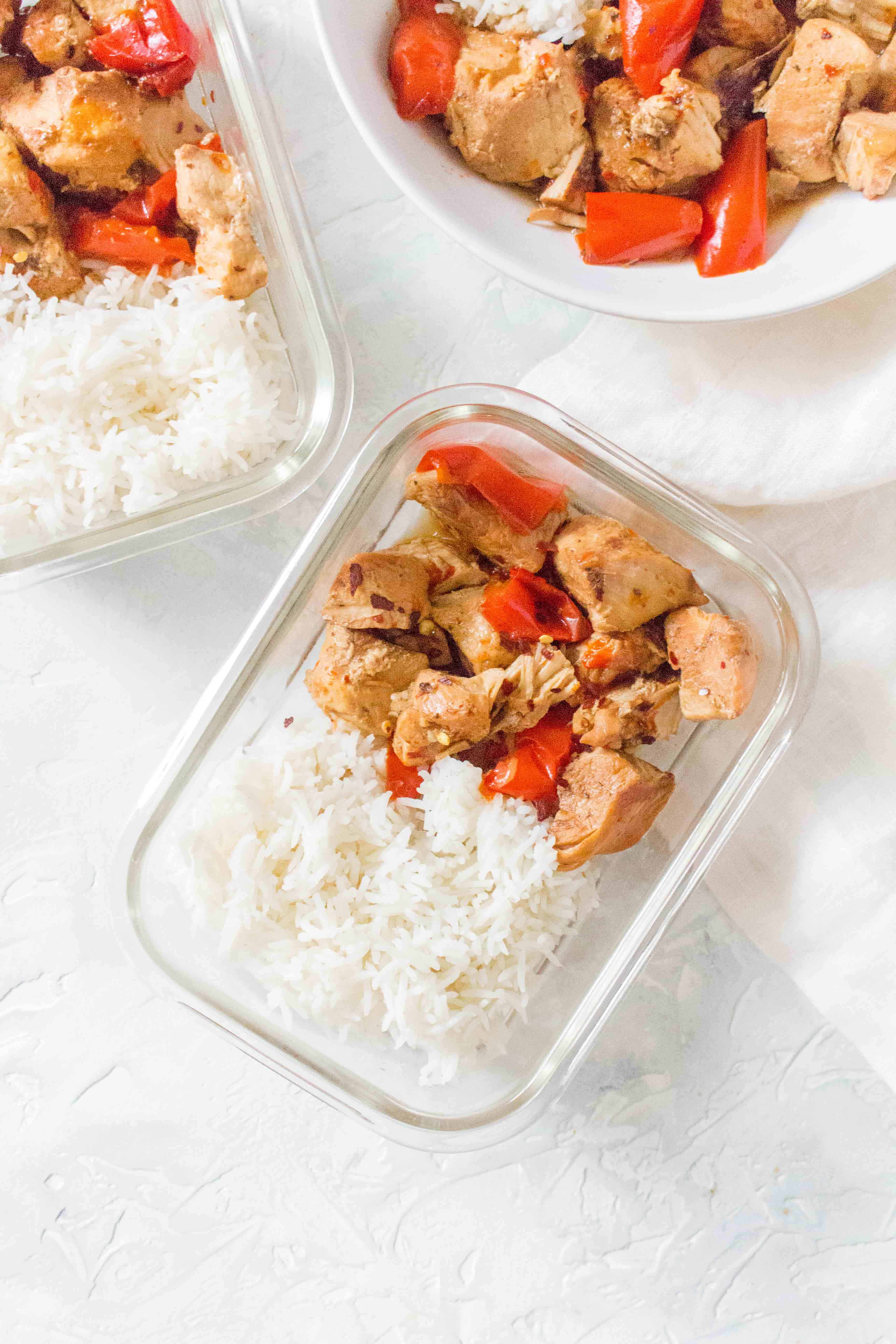 This Instant Pot Kung Pao Chicken with Rice recipe is the perfect combination of sweet, salty, and spicy! The rice is made pot in pot so everything cooks together.