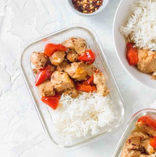 A yummy take out classic, this Instant Pot Kung Pao Chickpeas recipe is the perfect combination of sweet, salty, and spicy! The rice is made pot in pot so everything cooks together.