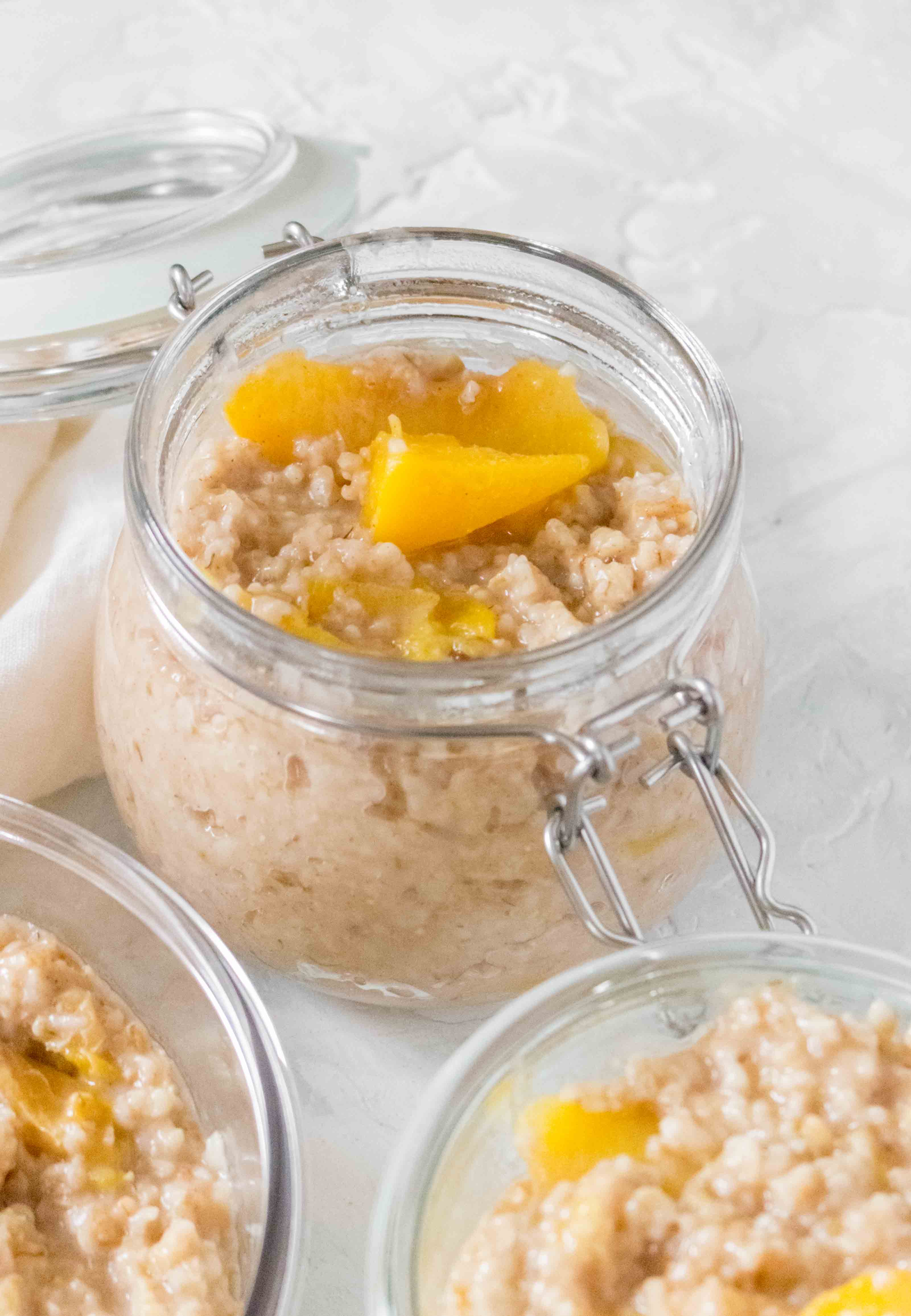 This creamy and easy to make Peaches and Cream Instant Pot Steel Cut Oats will help you start your day off right!
