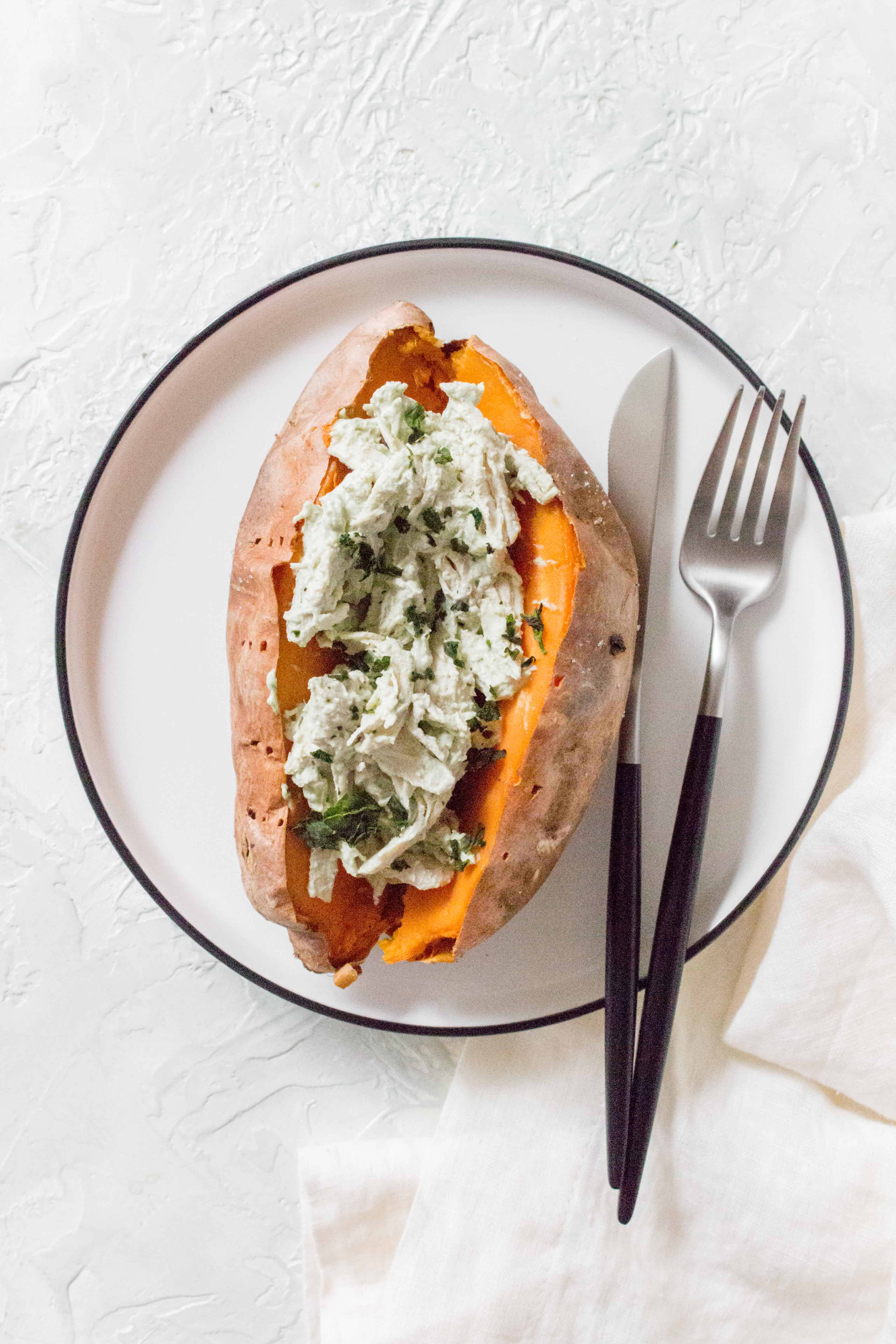 How To Make The Easiest Chicken Stuffed Sweet Potatoes