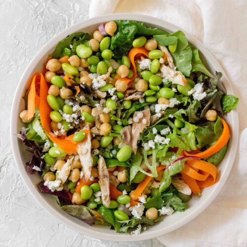 Edamame Chickpea Salad with Couscous Mason Jar Salad + Meal Prep