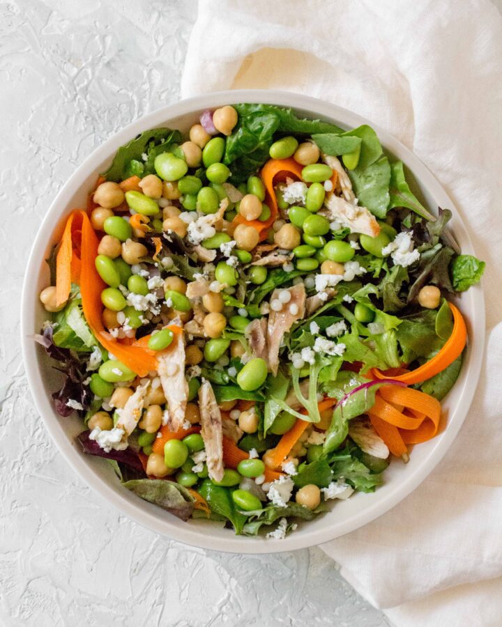 This Edamame Chickpea Salad with Couscous toss in a simple dressing, is perfect as a meal or as a side!