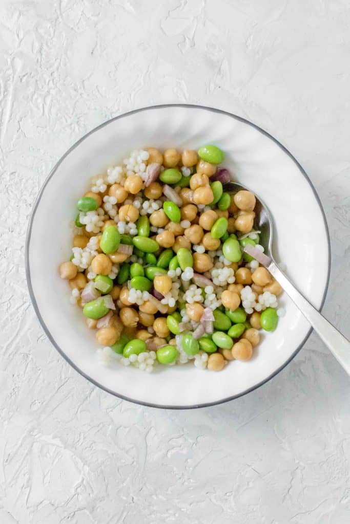Edamame Chickpea Salad with Couscous Mason Jar Salad + Meal Prep