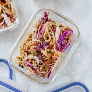 This Cold Peanut Lime Chicken Noodles is so easy to make, customizable, and is a great way to use up leftovers!