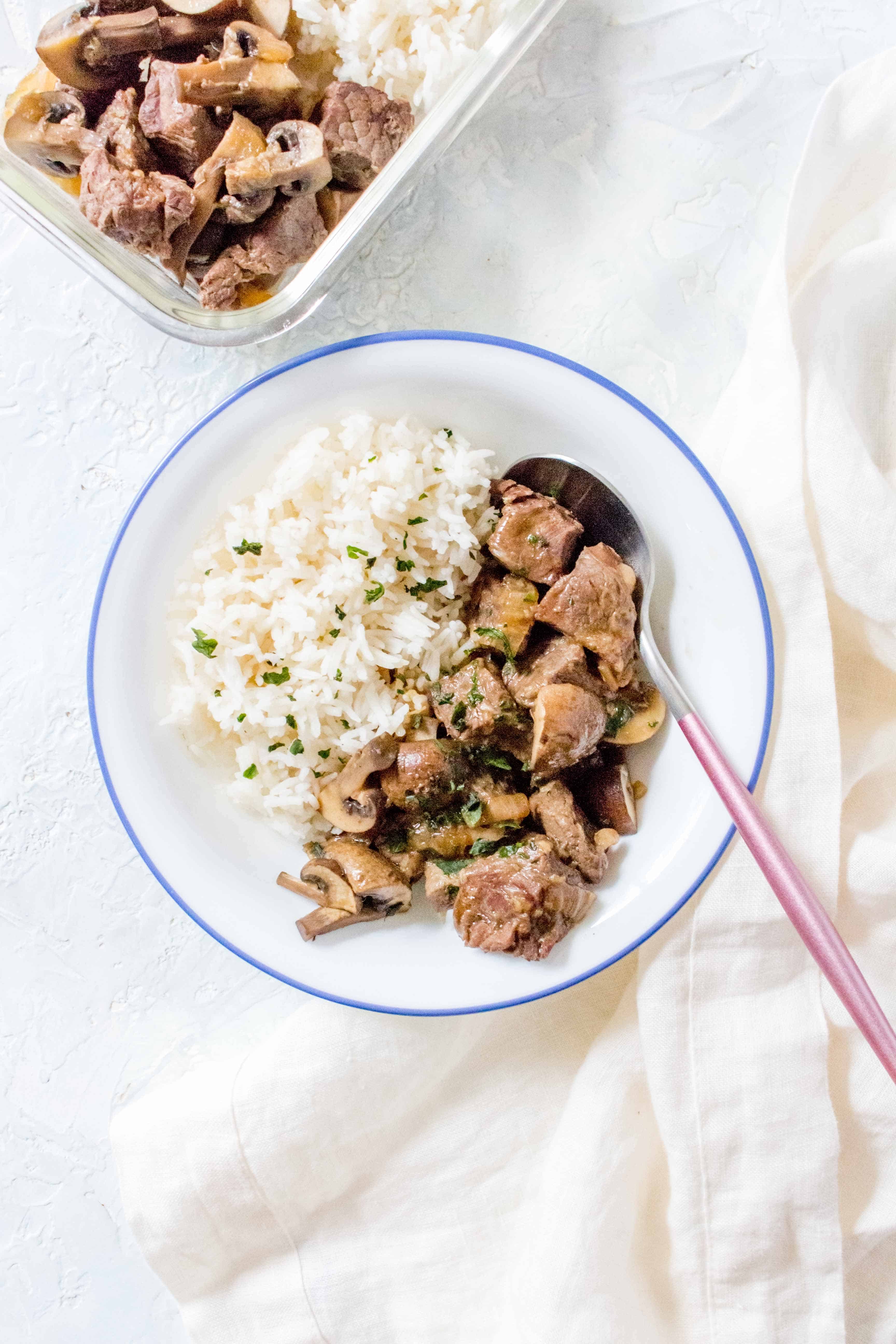 Inspired by Japanese Hibachi, this Instant Pot Steak and Mushrooms is saucy, full of flavour, and tender!