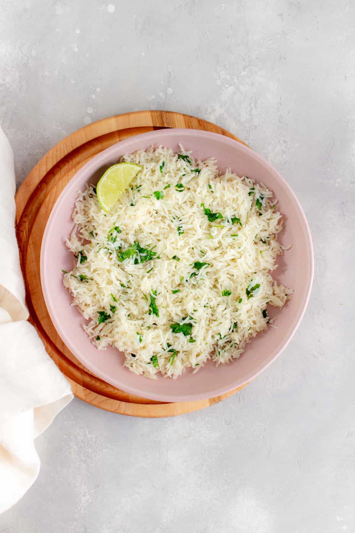 A plate of coconut lime rice.
