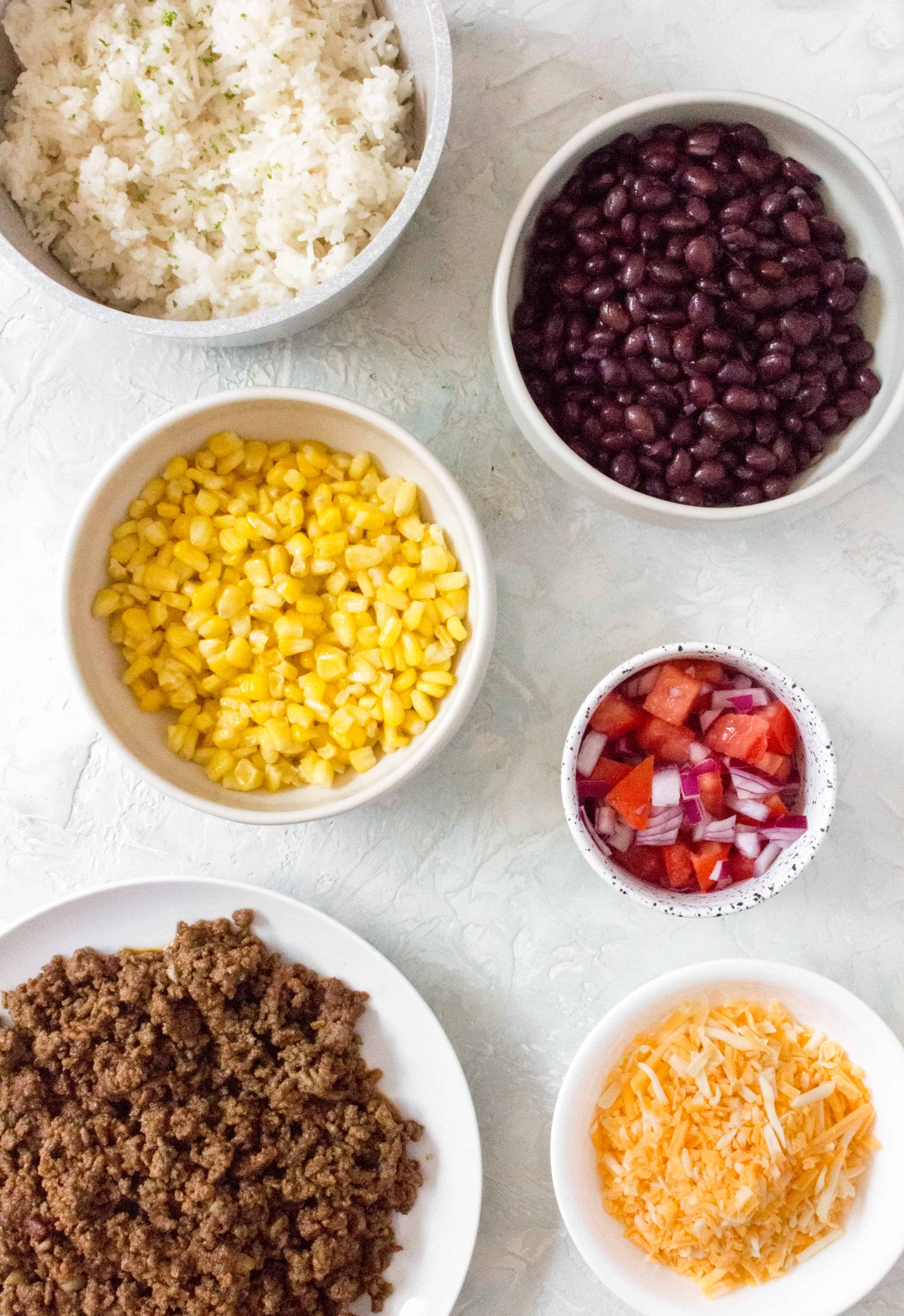 what you'll need to make taco bowl meal preps