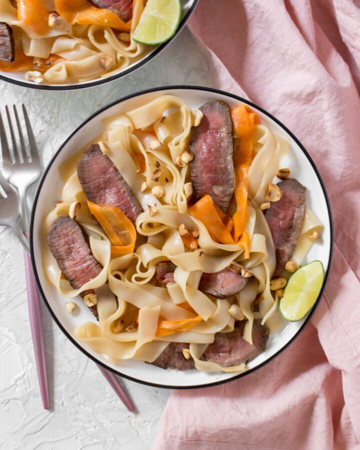 This Vietnamese inspired Beef Noodle Salad is super easy to throw together on a busy weeknight for dinner and works as a meal prep as well!