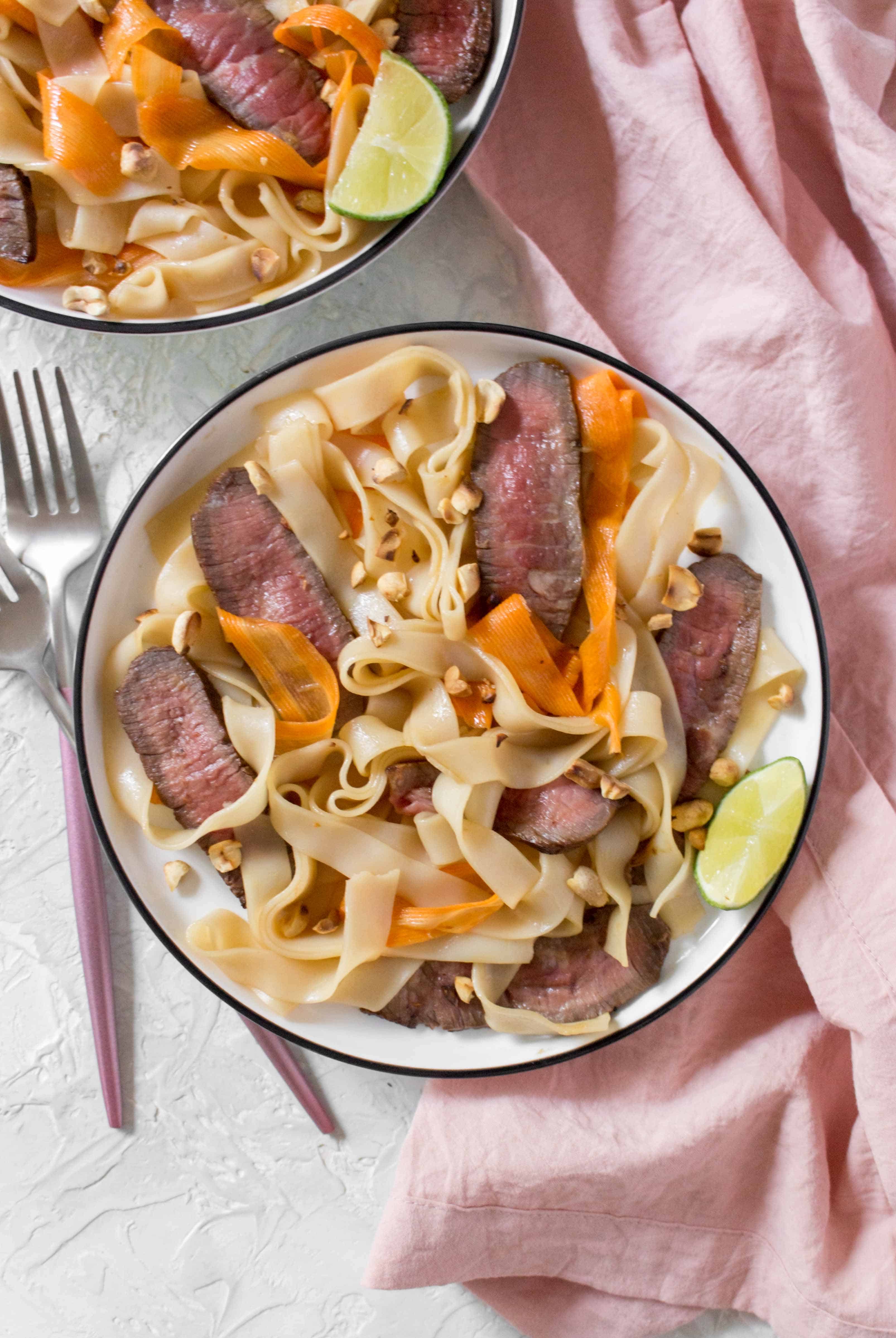 This Vietnamese inspired Beef Noodle Salad is super easy to throw together on a busy weeknight for dinner and works as a meal prep as well!