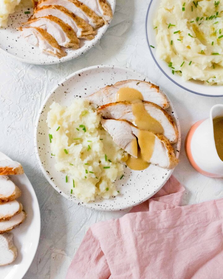 Here's the easiest way to cook a turkey breast in the Instant Pot! This Instant Pot Turkey Breast and Gravy is made in a fraction of the time while remaining tender and moist!