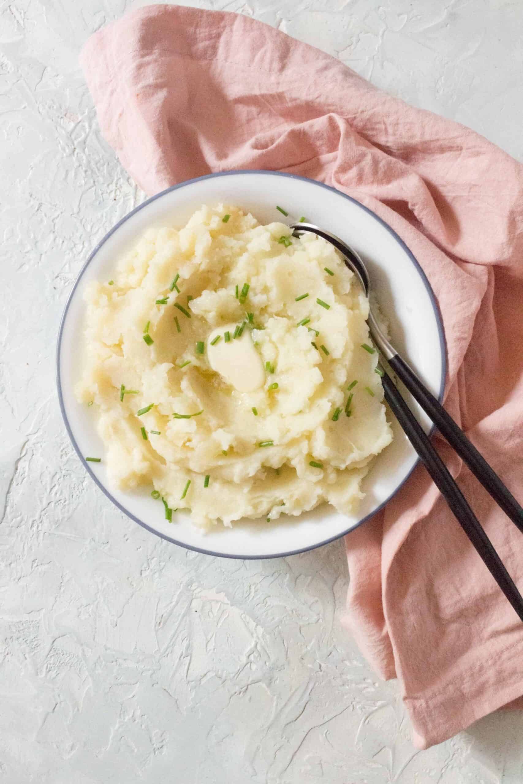 A plate of Instant Pot Mashed Potatoes.