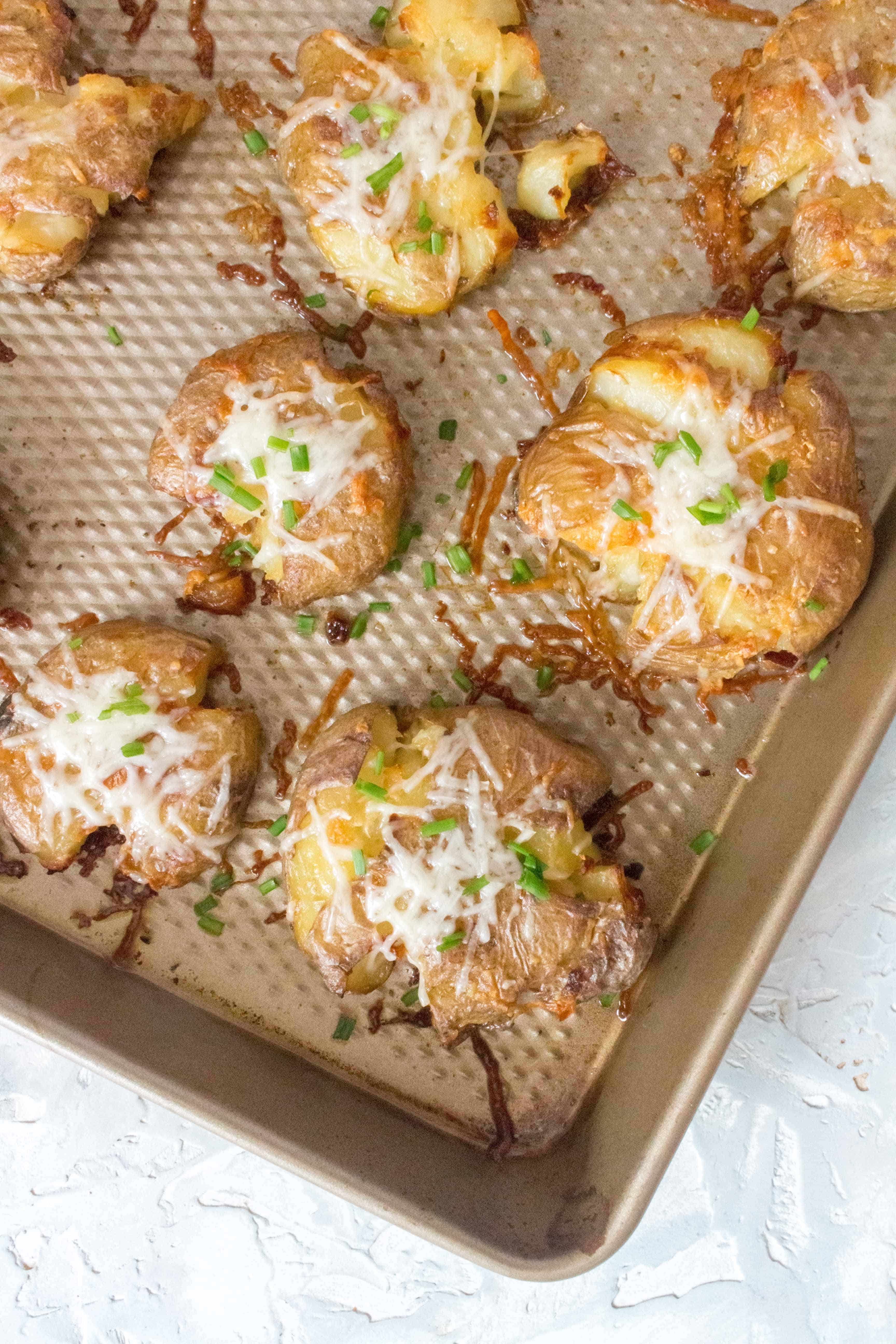 crispy smashed potatoes with cheese